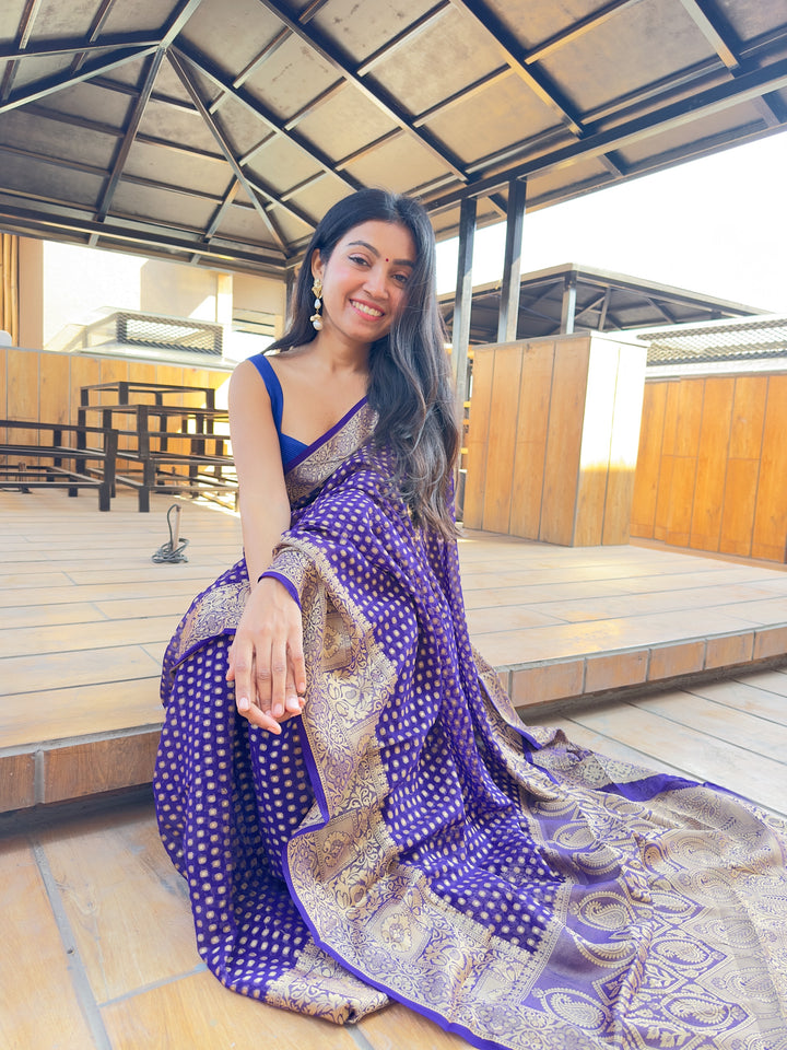 Blue Polka Dot Saree