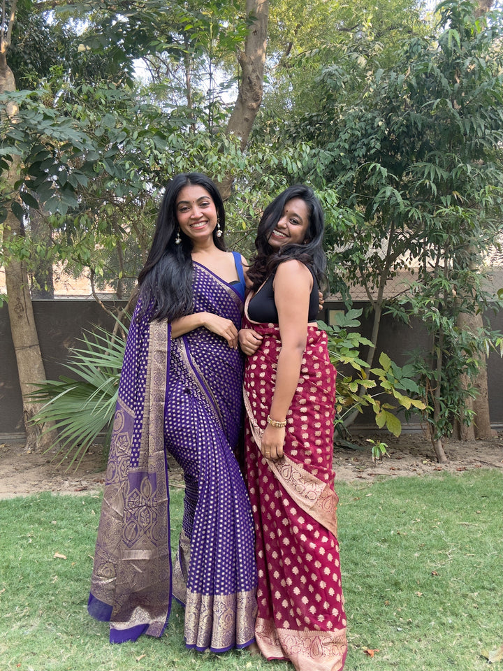 Blue Polka Dot Saree