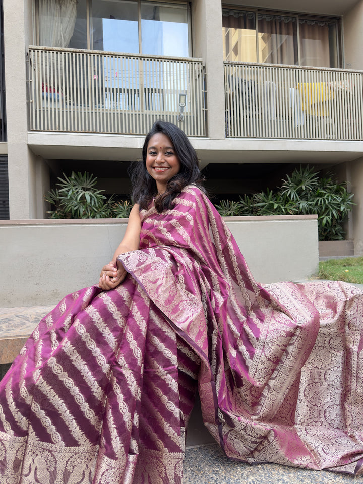 Wine Banarasi Saree