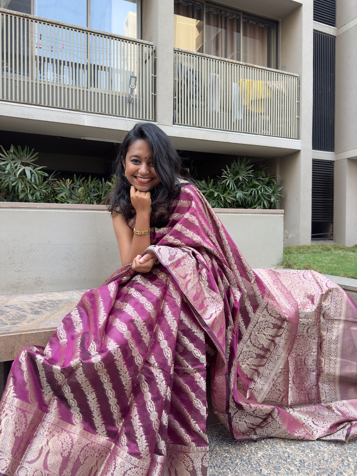 Wine Banarasi Saree