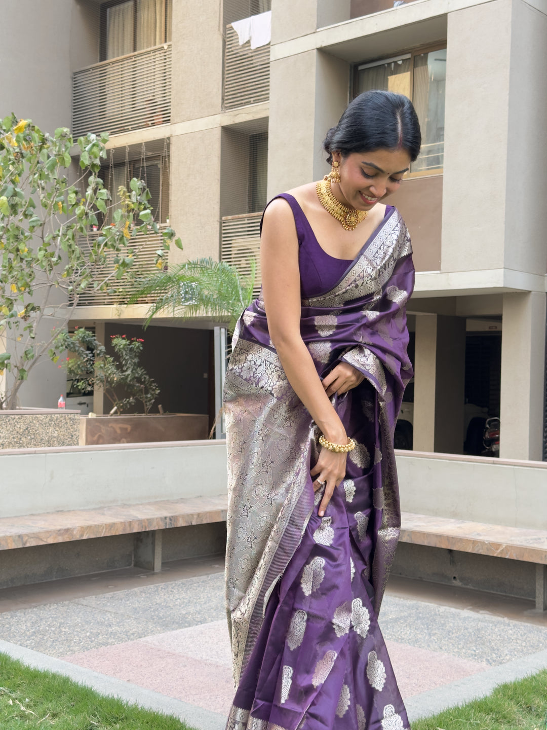 Purple Banarasi Saree