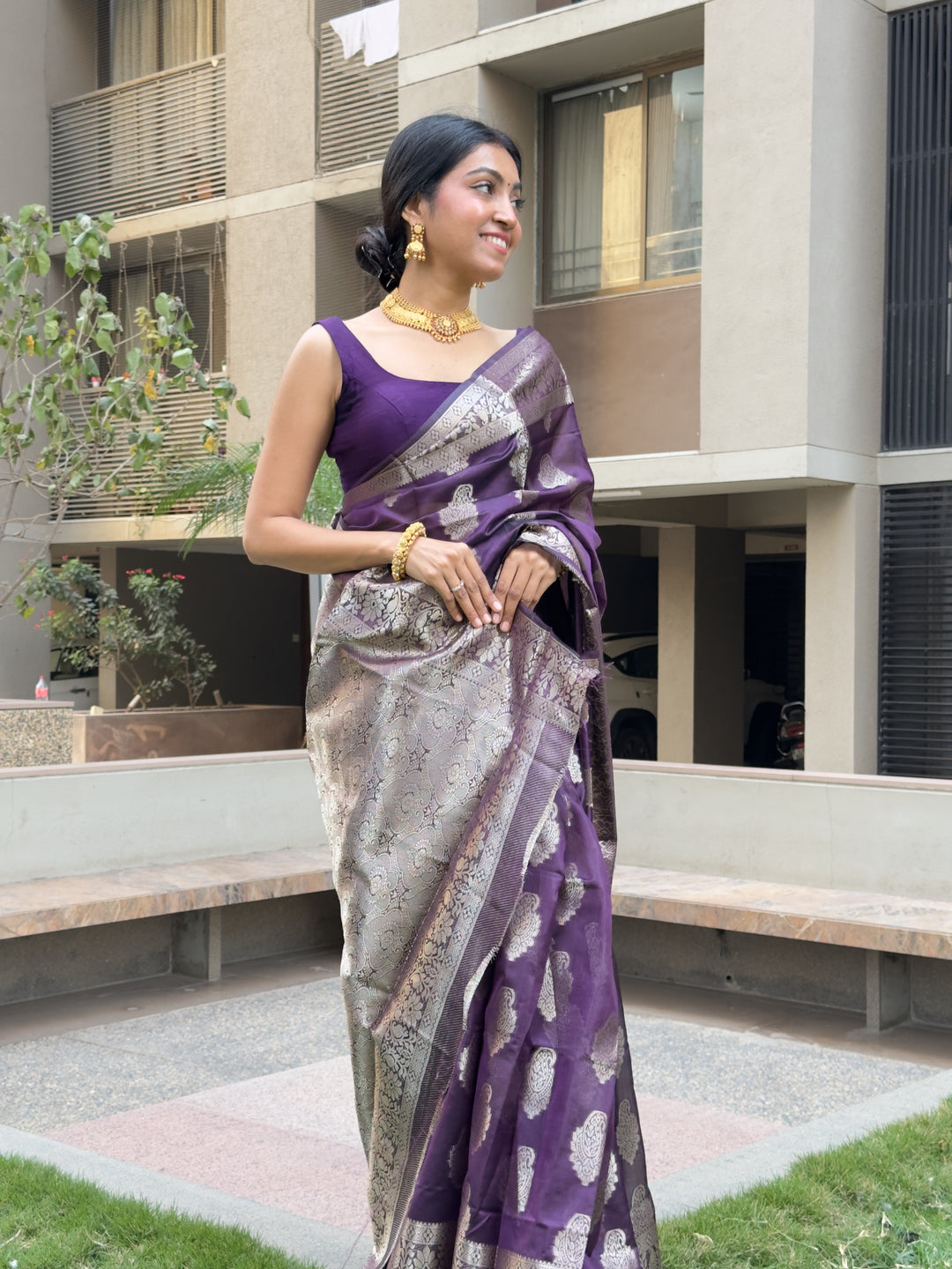 Purple Banarasi Saree