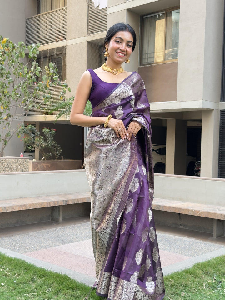 Purple Banarasi Saree