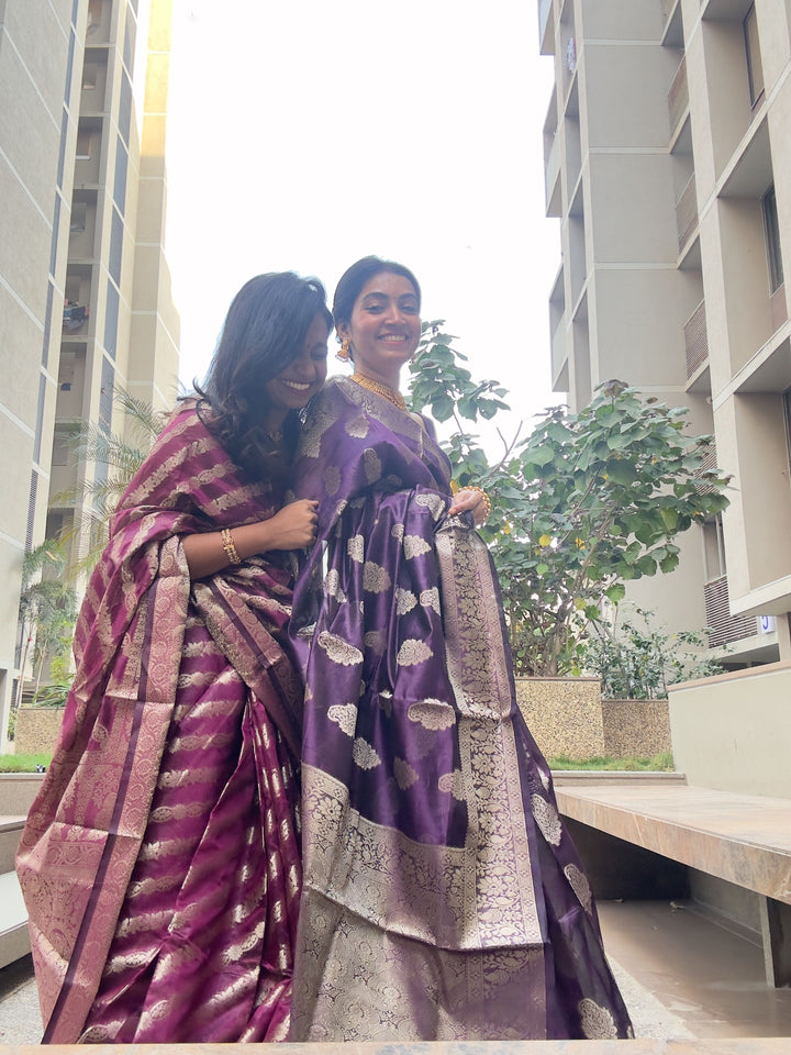 Wine Banarasi Saree