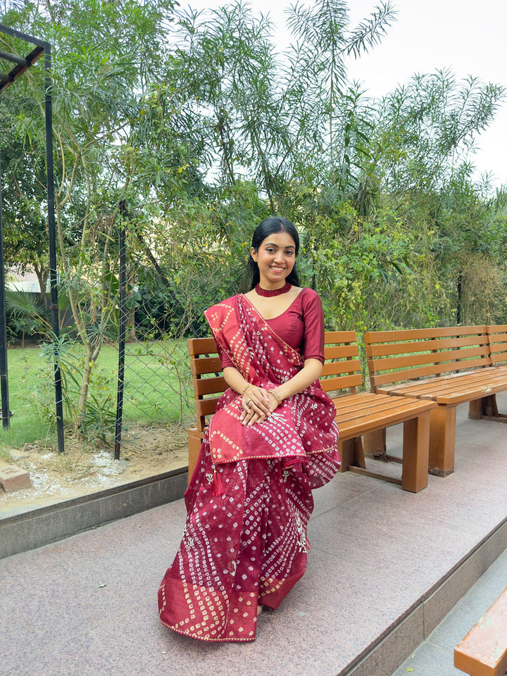 Cotton Bandhni Saree