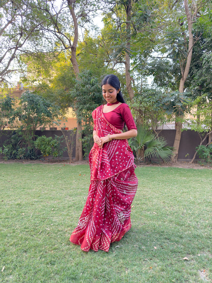 Cotton Bandhni Saree