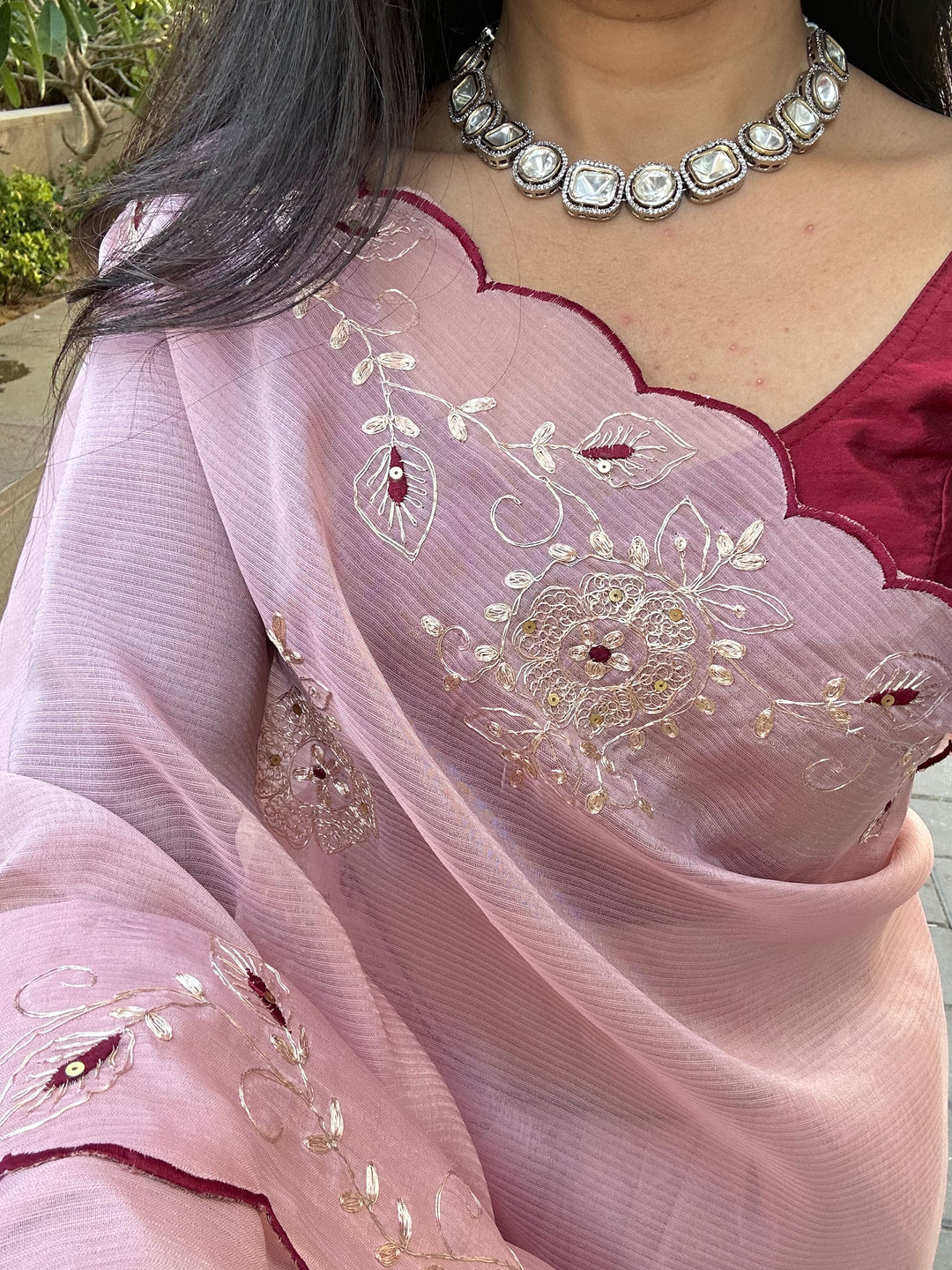 Soft Pink Tissue Gotapatti Saree