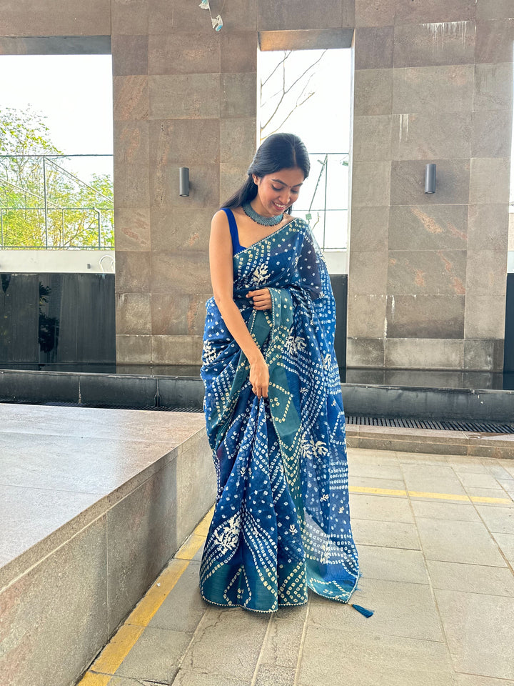 Cotton Bandhni Saree