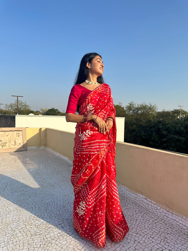 Cotton Bandhni Saree